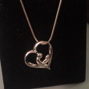 Sterling Silver Mother and Child Heart Pendant